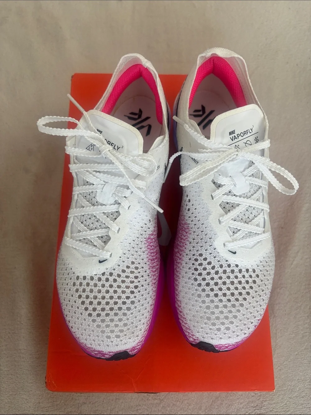 Nike Women's Vaporfly 3 - Size 7.5, White Black Vivid Purple & Agate - Picture 1 of 4